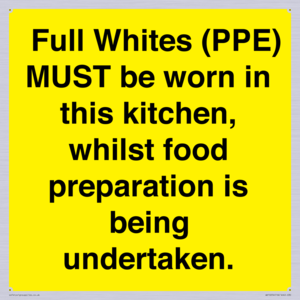  Full Whites (PPE) MUST be worn in this kitchen, whilst food preparation is being undertaken.